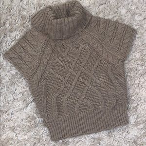 LOFT Cable Turtleneck Short Sleeve Sweater